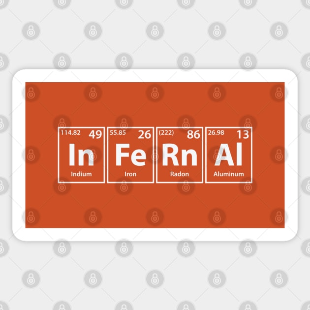 Infernal (In-Fe-Rn-Al) Periodic Elements Spelling Sticker by cerebrands